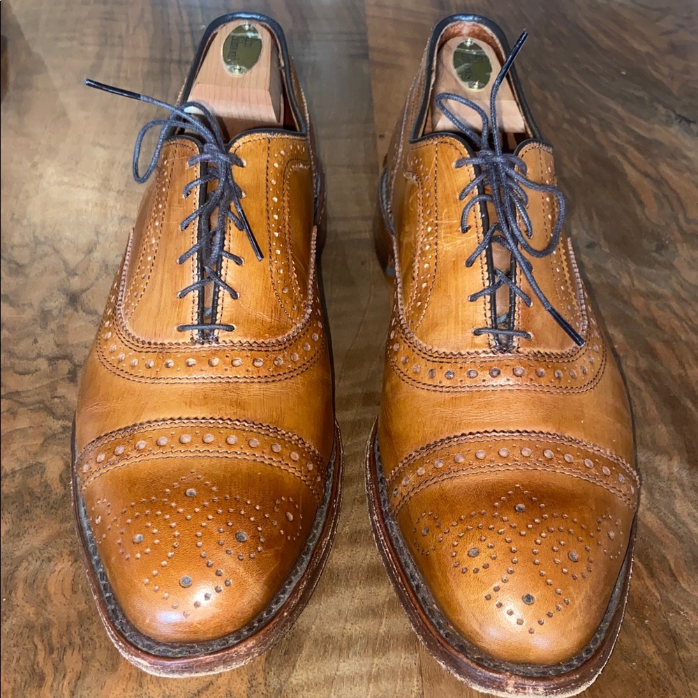 Allen Edmonds Walnut Brown Leather McAllister Men's Wingtip Oxford Dress Shoes